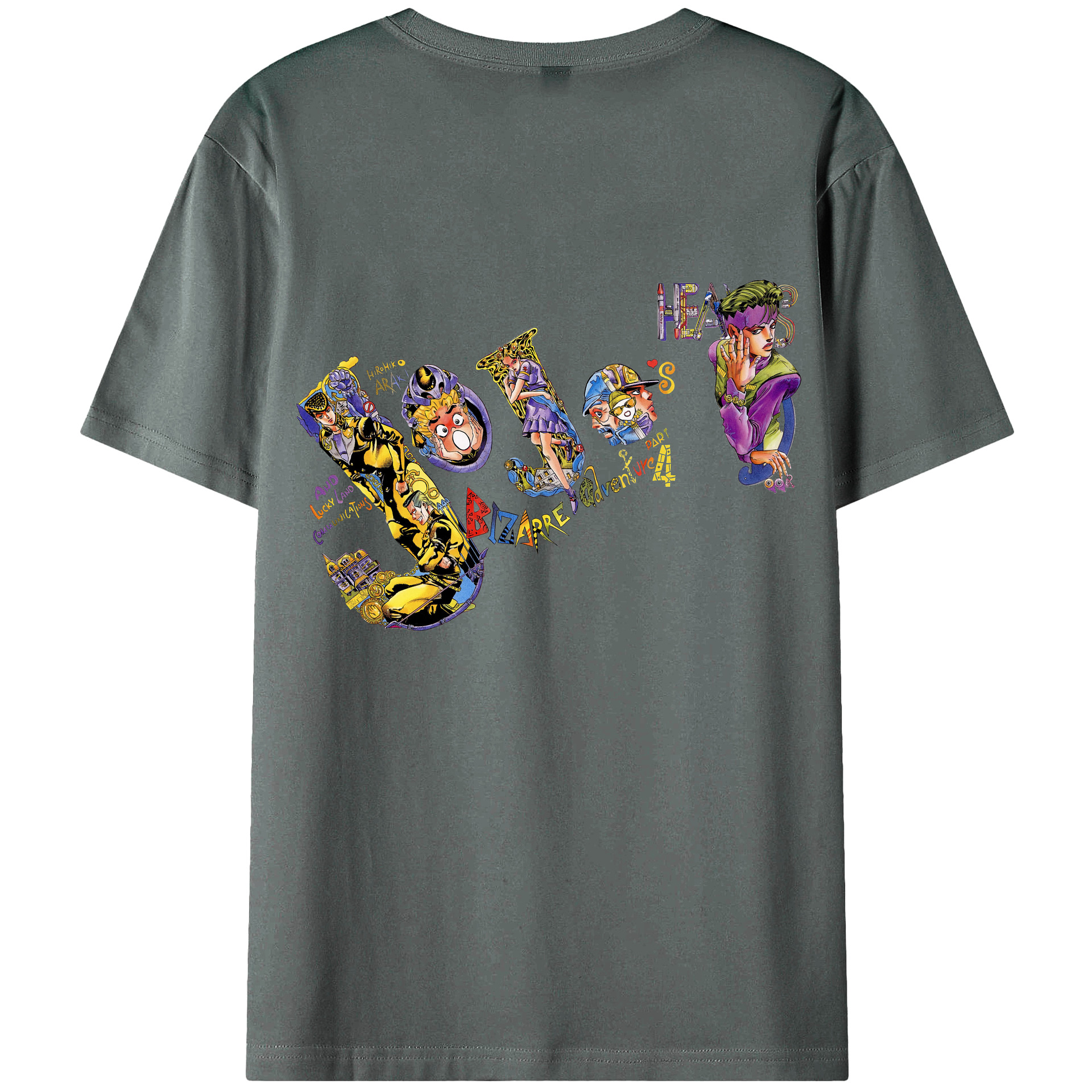 （画像用） ジョジョの奇妙な冒険 JoJo's Bizarre Adventure 綿100％ メンズ半袖Tシャツ（バックプリント） 通気性